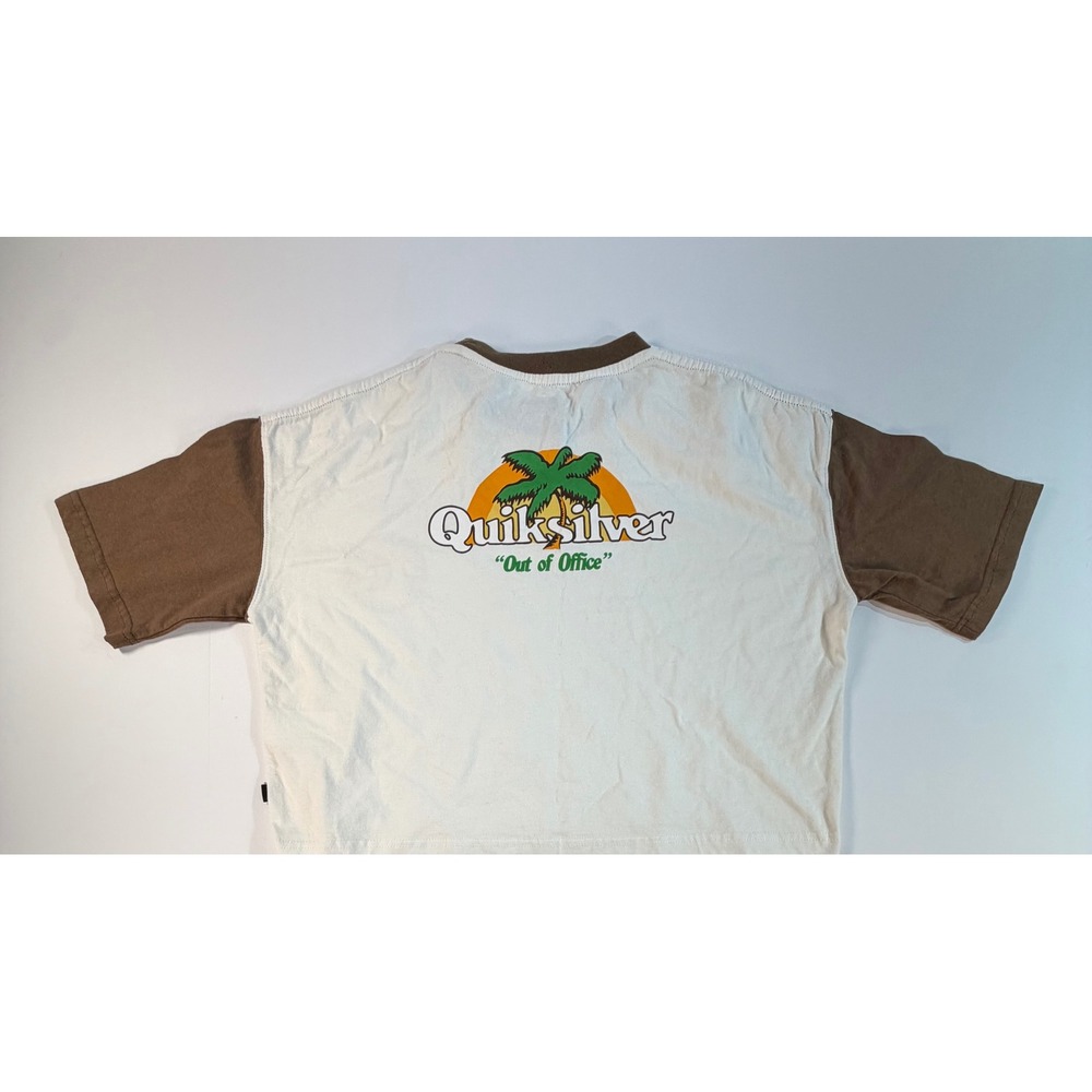Quiksilver Vintage Colorblock Tee Out of Office Graphic Crop T-Shirt XS